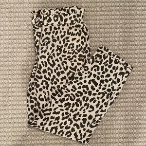 J. Crew Women's Easy Pants Linen Animal Leopard Brown Cream